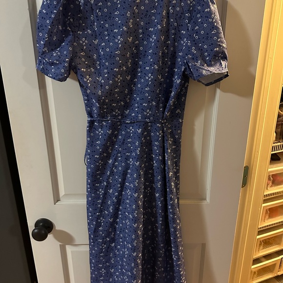 The Purple V Neck Floral Wrap Midi Dress | RIHOAS | SM - Picture 3 of 7